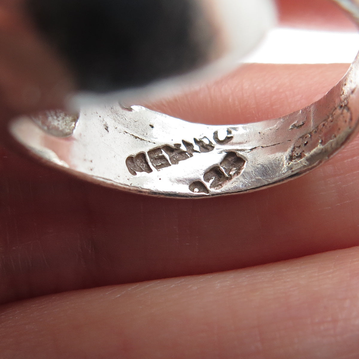925 Sterling Silver Vintage Mexico Modernist Bypass Oxidized Ring Size 6.5