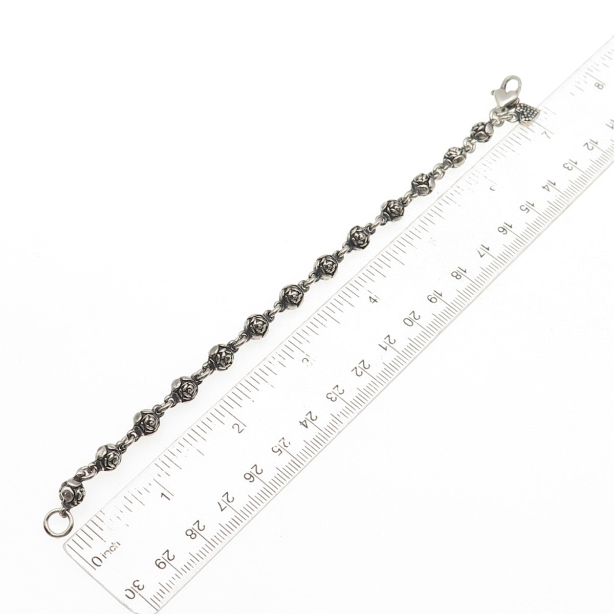 Mary Kay Donnelly 925 Sterling Silver Vintage Rosebud Link Bracelet 6.75"