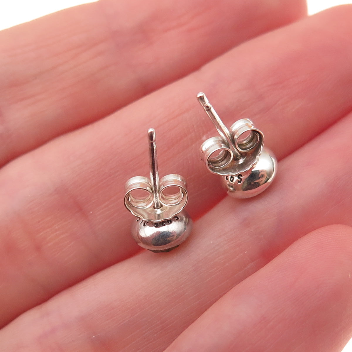 Pandora 925 Sterling Silver Real Peridot August Birthday Blooms Stud Earrings