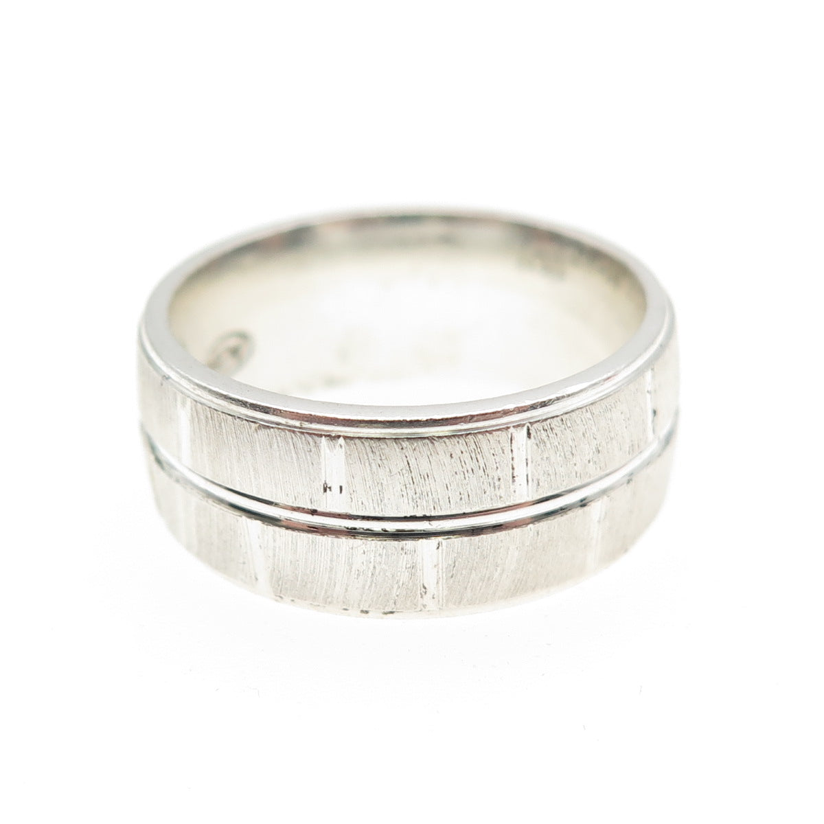 925 Sterling Silver Vintage Textured Band Ring Size 7