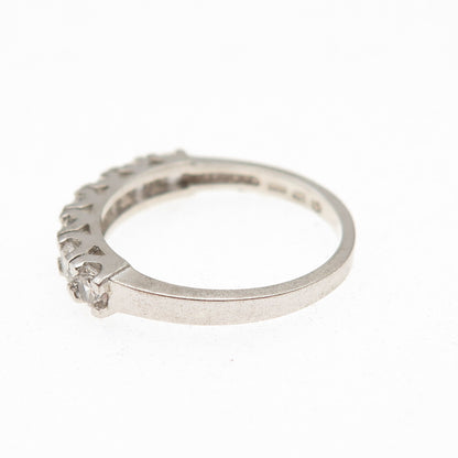 925 Sterling Silver Round-Cut C Z Half Eternity Band Ring Size 6