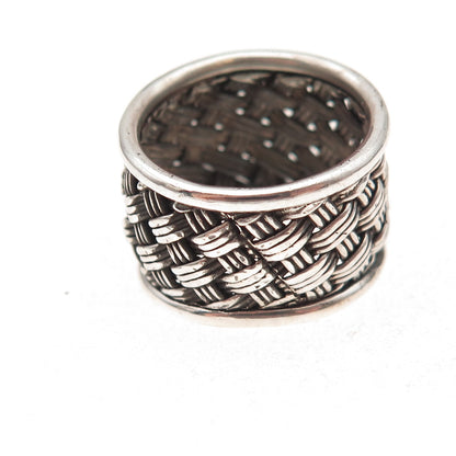 Suarti Bali 925 Sterling Silver Vintage Woven Oxidized Ring Size 7.25