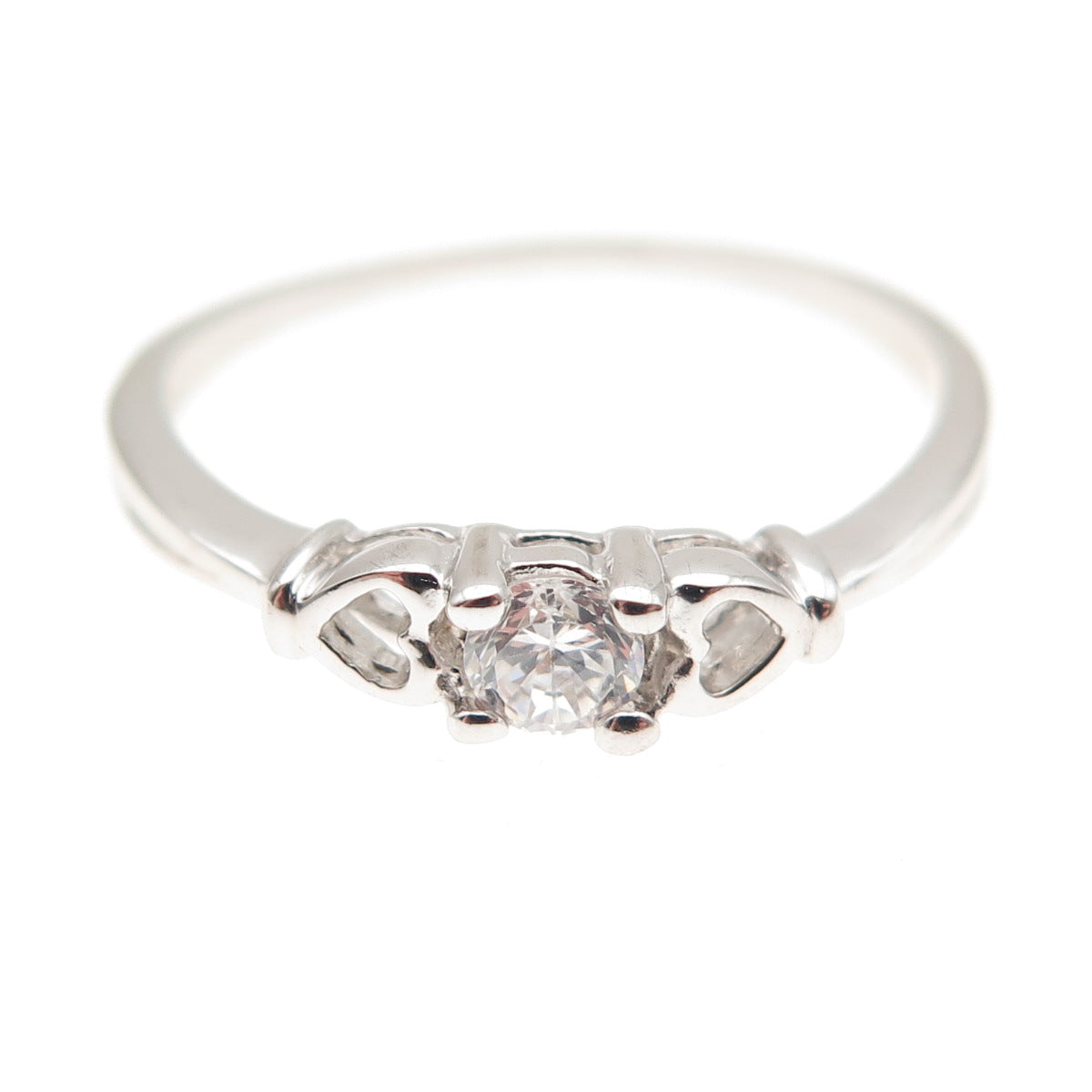 925 Sterling Silver Round-Cut C Z Heart Engagement Ring Size 8