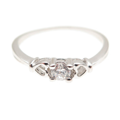 925 Sterling Silver Round-Cut C Z Heart Engagement Ring Size 8