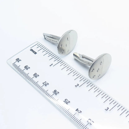 925 Sterling Silver Vintage Etched Oval Cufflinks