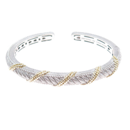 JUDITH RIPKA 925 Sterling Silver 2-Tone Twisted Roped Cuff Bracelet 6"