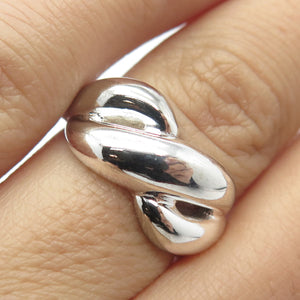 925 Sterling Silver Vintage Ribbed Ring Size 7