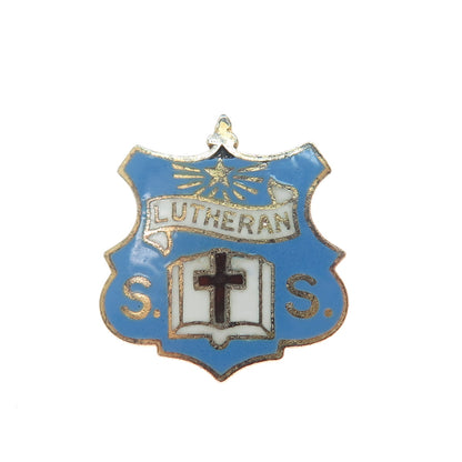WACO 925 Sterling Silver Gold Plated Vintage Enamel Lutheran Sunday School Pin