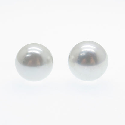 925 Sterling Silver Real Marcasite & Faux Pearl 10mm Double Sided Stud Earrings