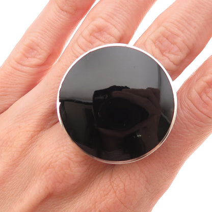 CW Sellors 925 Sterling Silver Sheffield 2011 Real Black Onyx Ring Size 9.5