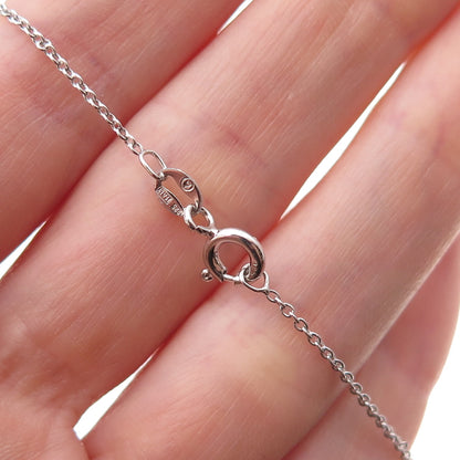 925 Sterling Silver Mexico Real MOP White Topaz Flower Cable Chain Necklace 18"