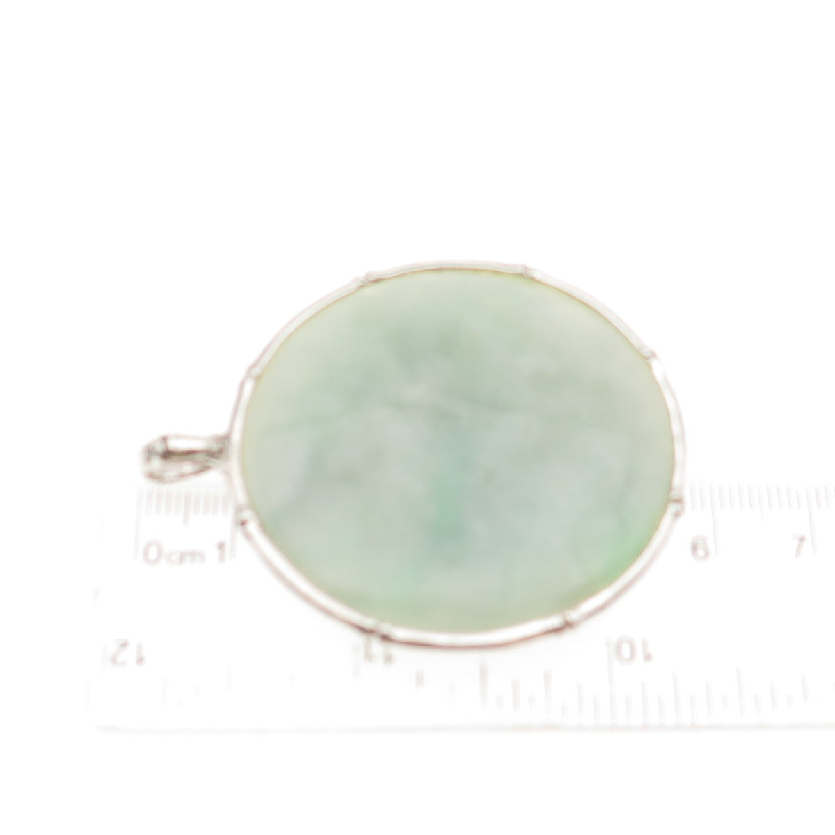 925 Sterling Silver Vintage Real Jade Bamboo Large 31.3g Pendant