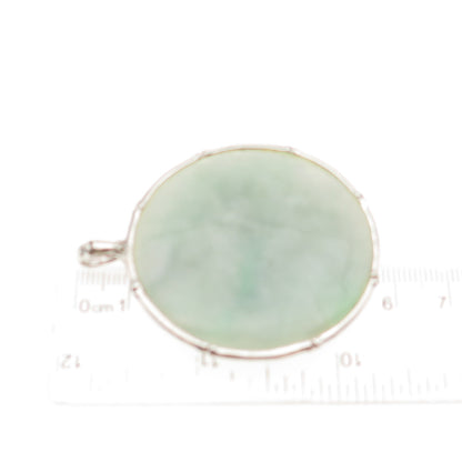 925 Sterling Silver Vintage Real Jade Bamboo Large 31.3g Pendant