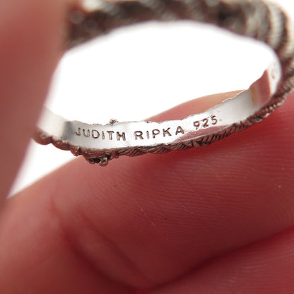 Judith Ripka 925 Sterling Silver Round-Cut C Z Twisted Rope Band Ring Size 7