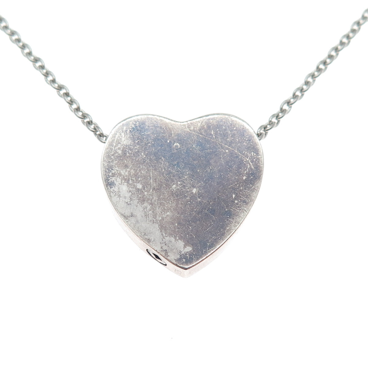 925 Sterling Silver Vintage Heart Cremation Urn Oxidized Chain Necklace 28"