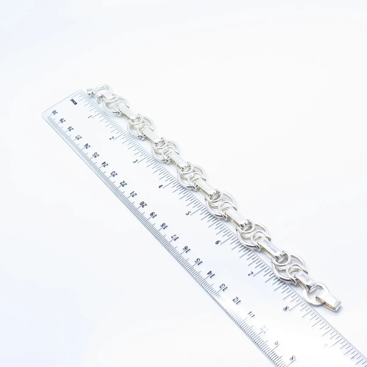 950 Silver Vintage Bar Rolo Link Bracelet 7.5"