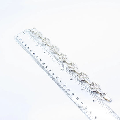 950 Silver Vintage Bar Rolo Link Bracelet 7.5"
