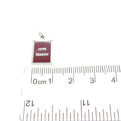 925 Sterling Silver Red Enamel Love Season Minimalist Charm Pendant
