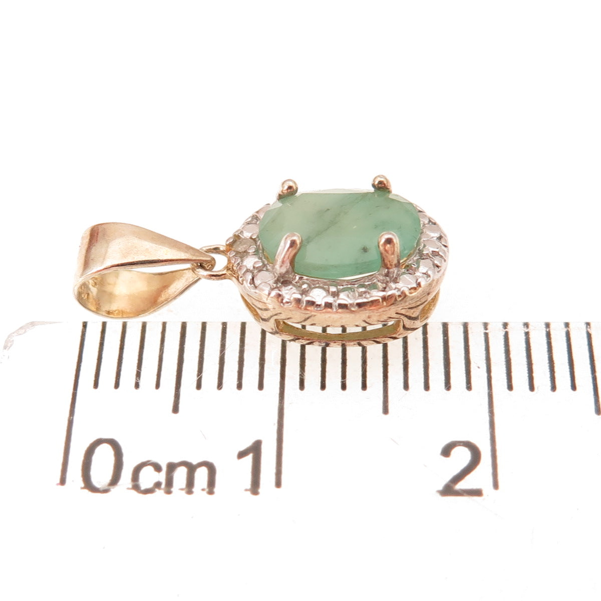 Dee Berkle 925 Sterling Silver Gold Plated Real Diamond & Emerald Charm Pendant