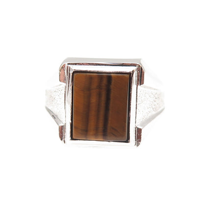 Vargas 925 Sterling Silver Vintage Real Tiger Eye Ring Size 9.5