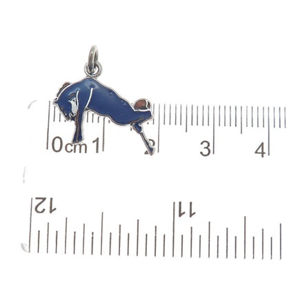 925 Sterling Silver Vintage Enamel Bull Fighting Charm Pendant