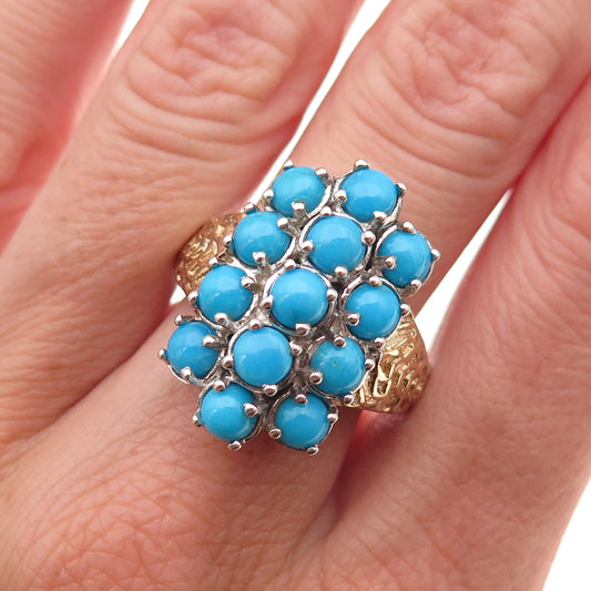 Chuck Clemency Sterling Silver 2-Tone Real Sleeping Beauty Turquoise Ring Size 8