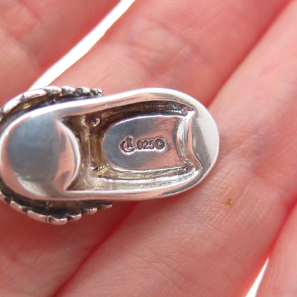 CAROLYN POLLACK Sterling Vintage Turquoise & Lapis Shoe Spring Ring Lock Pendant