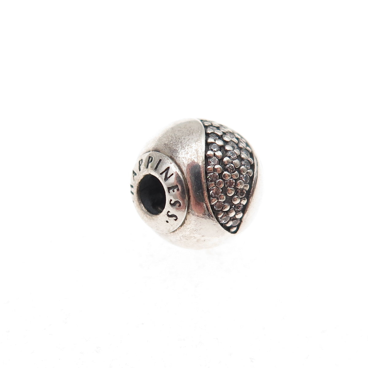 Pandora 925 Sterling Silver C Z Essence Happiness Slide Bead Charm