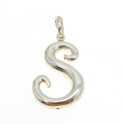 925 Sterling Silver Vintage Letter "S" Initial Pendant