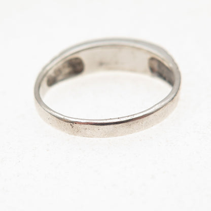 Old Pawn 925 Sterling Silver Vintage Southwestern Turquoise Inlay Ring Size 7
