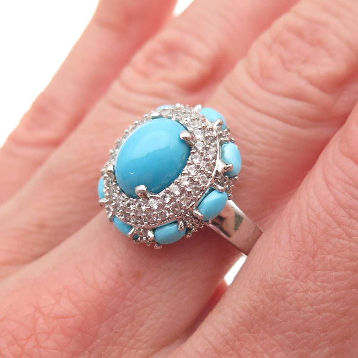 Chuck Clemency Sterling Silver Real Sleeping Beauty Turquoise Topaz Ring Size 8
