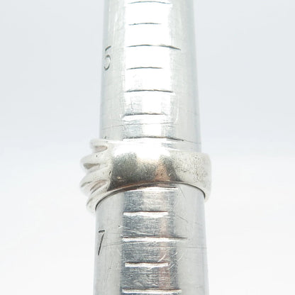 925 Sterling Silver Vintage Ribbed Wide Ring Size 6.5