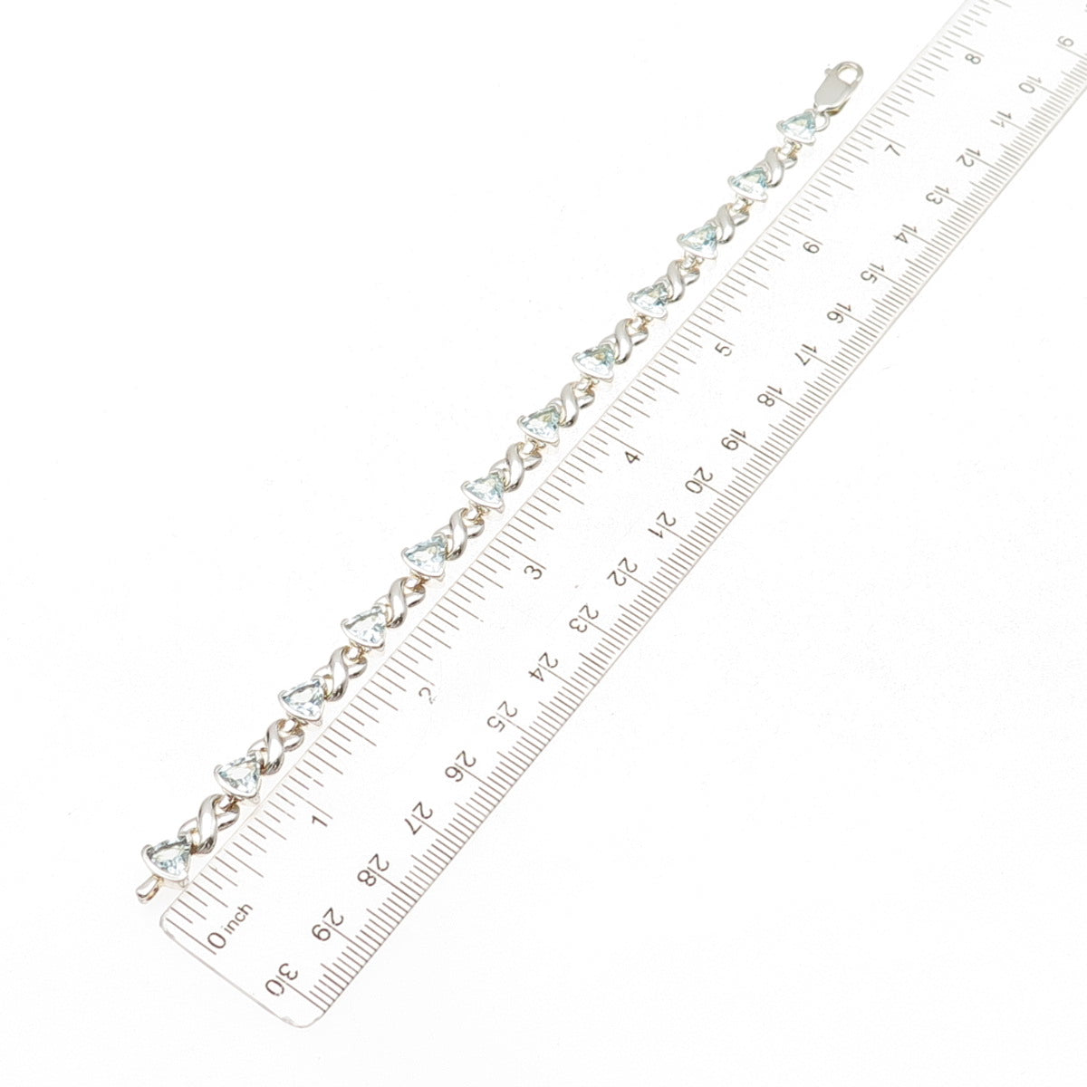Chuck Clemency Sterling Silver Vintage Real Blue Topaz Infinity Bracelet 7.25"