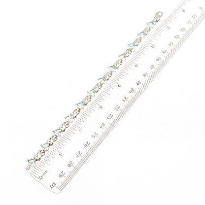 Chuck Clemency Sterling Silver Vintage Real Blue Topaz Infinity Bracelet 7.25"