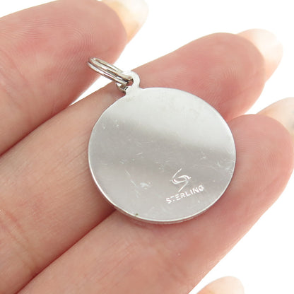 925 Sterling Silver Vintage Friendship Round Tag Pendant