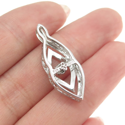 925 Sterling Silver Real White Diamond Accent Pendant