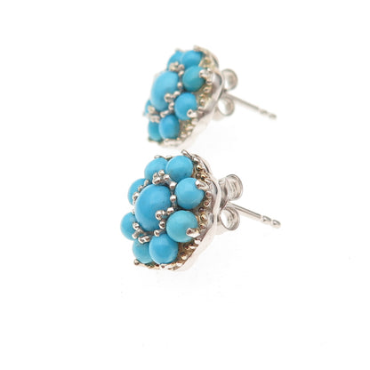 Chuck Clemency 925 Sterling Silver Real Sleeping Beauty Turquoise Stud Earrings