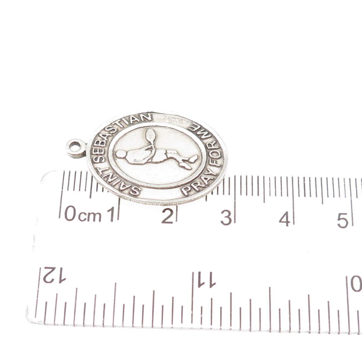 BLISS 925 Sterling Silver Vintage St. Sebastian Medal Oxidized Charm Pendant