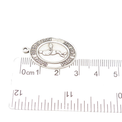 BLISS 925 Sterling Silver Vintage St. Sebastian Medal Oxidized Charm Pendant
