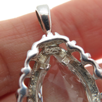 CLYDE DUNEIER CID 925 Sterling Silver Vintage Real White Topaz Charm Pendant