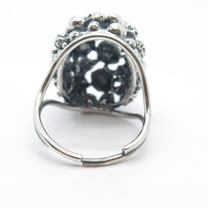 925 Sterling Silver Vintage BEAU Modernist Adjustable Ring Size 8.5