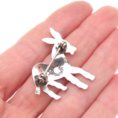 925 Sterling Silver Vintage Mexico Real Turquoise Donkey Pin Brooch