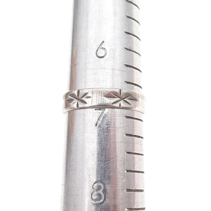 925 Sterling Silver Vintage Starburst Oxidized Band Ring Size 7