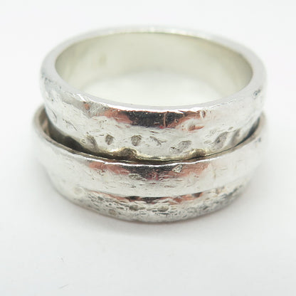 SILPADA 925 Sterling Silver Hammered Rotating Band Ring Size 8.5