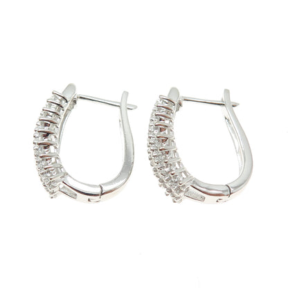 925 Sterling Silver Round-Cut C Z Sparkle Earrings