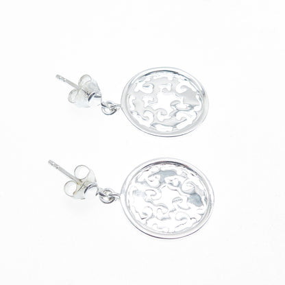 MWS Mark Wasserman Samara 925 Sterling Silver Vintage Ornate Dangle Earrings