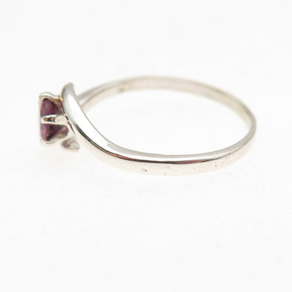 Tommy Long 925 Sterling Silver Vintage Real Tourmaline Bypass Ring Size 7.5