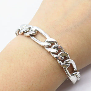 925 Sterling Silver Vintage Figaro Link Bracelet 8.25"