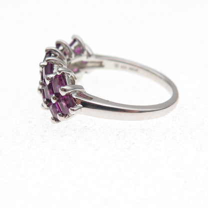 925 Sterling Silver Vintage Real Princess-Cut Amethyst Ring Size 6