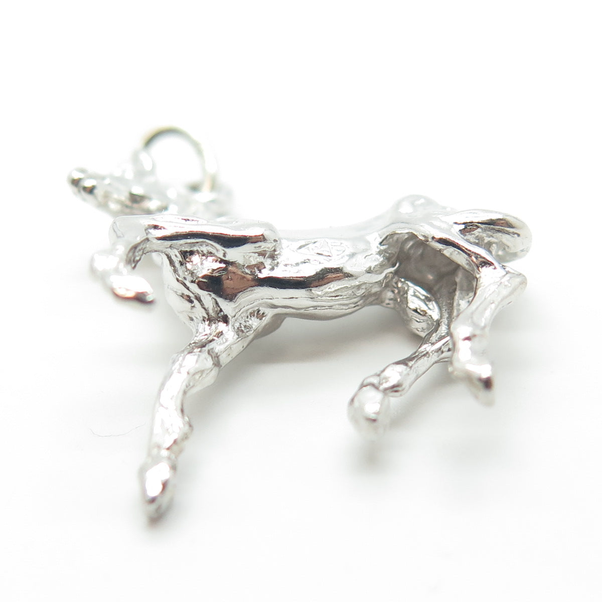 925 Sterling Silver Vintage Racing Horse Charm Pendant